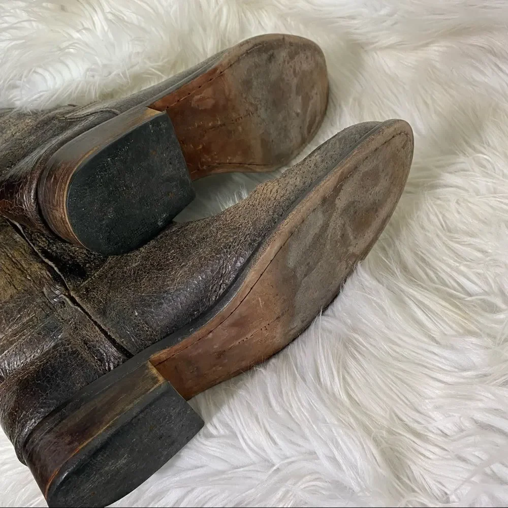 Rare Steven By Steve Madden Reins  distressed brown leather riding boots 8